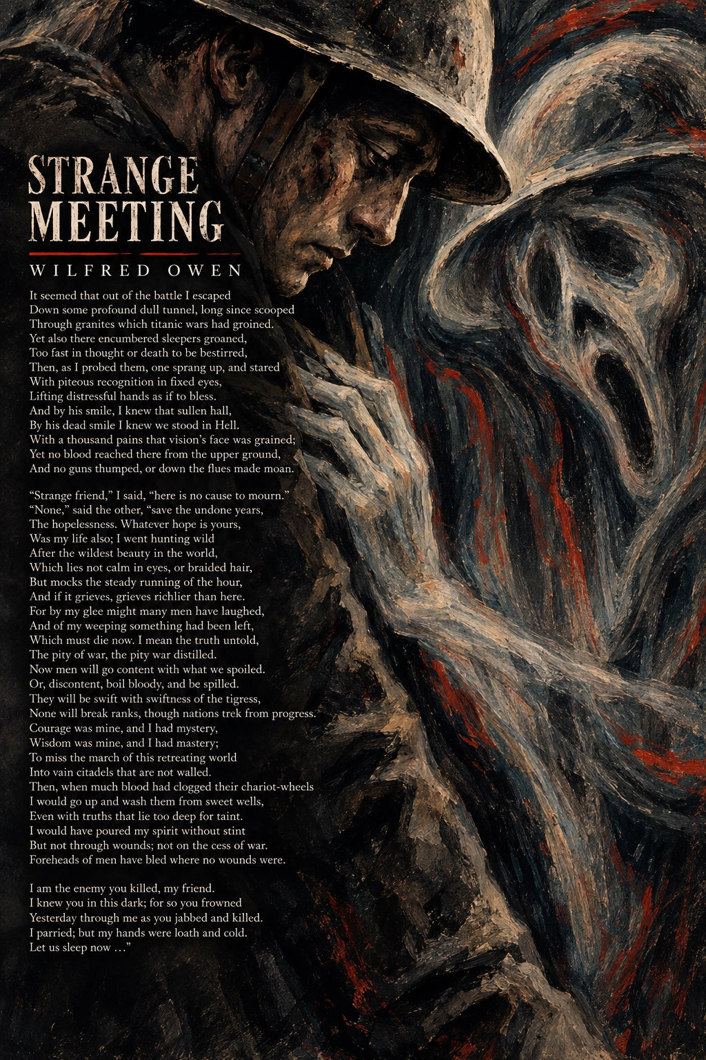 Strange Meeting by Wilfred Owen – WWI Poetry Wall Art – Expressionist War Print