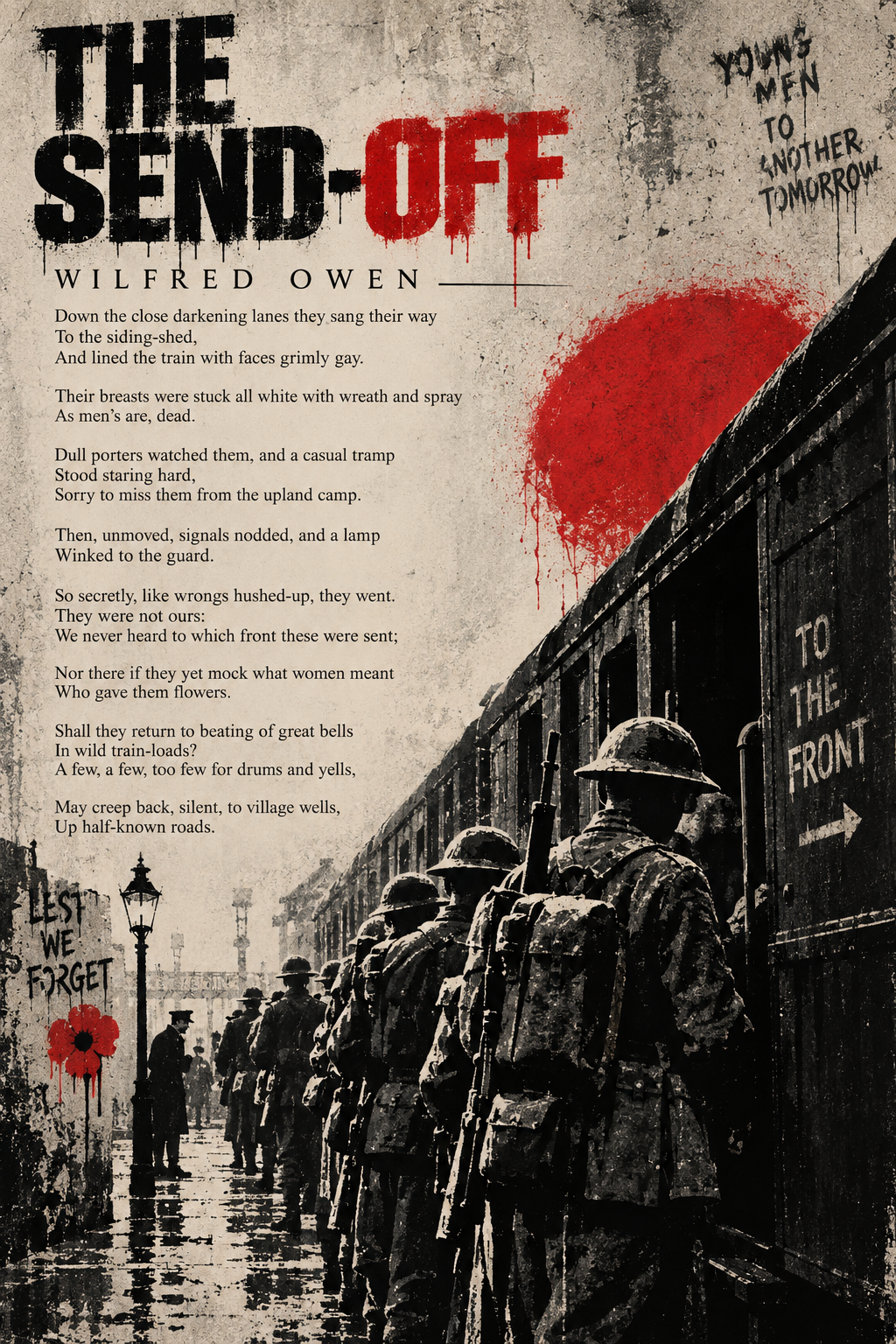 The Send-Off by Wilfred Owen – WWI Poetry Wall Art – First World War Railway Print