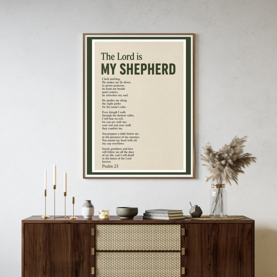 Psalm 23 The Lord Is My Shepherd Wall Art Print – Christian Bible Verse Decor