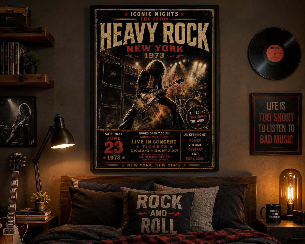 Heavy Rock New York 1973 Poster – Vintage 70s Rock Music Wall Art | Iconic Nights
