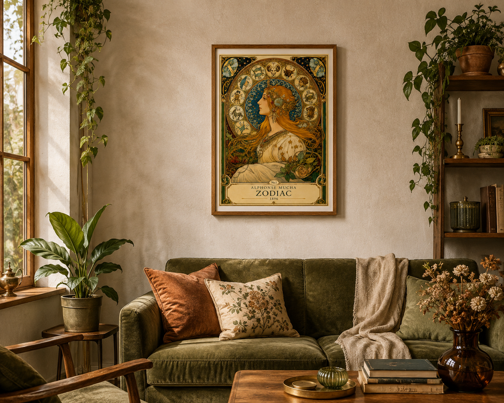 Alphonse Mucha Zodiac 1896 Art Nouveau Print | Vintage Celestial Wall Art