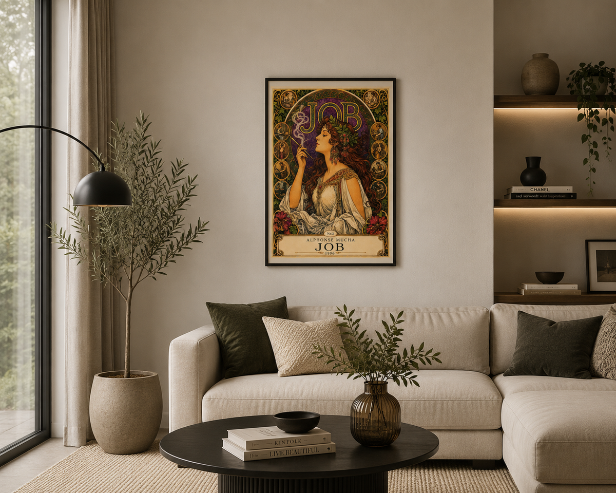 Alphonse Mucha JOB 1896 Art Nouveau Print | Vintage French Wall Art