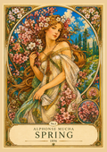 Alphonse Mucha Spring 1896 Art Nouveau Print | Floral Botanical Wall Art