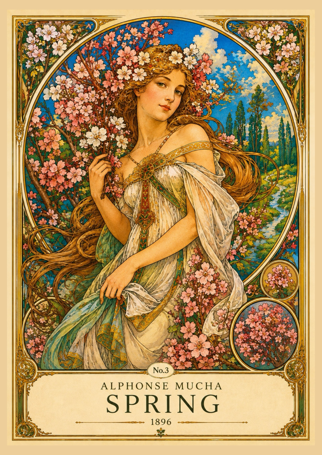 Alphonse Mucha Spring 1896 Art Nouveau Print | Floral Botanical Wall Art