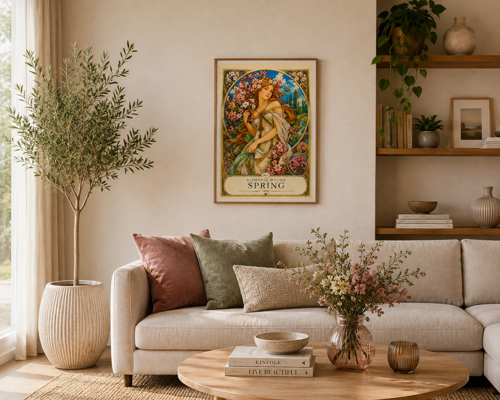 Alphonse Mucha Spring 1896 Art Nouveau Print | Floral Botanical Wall Art