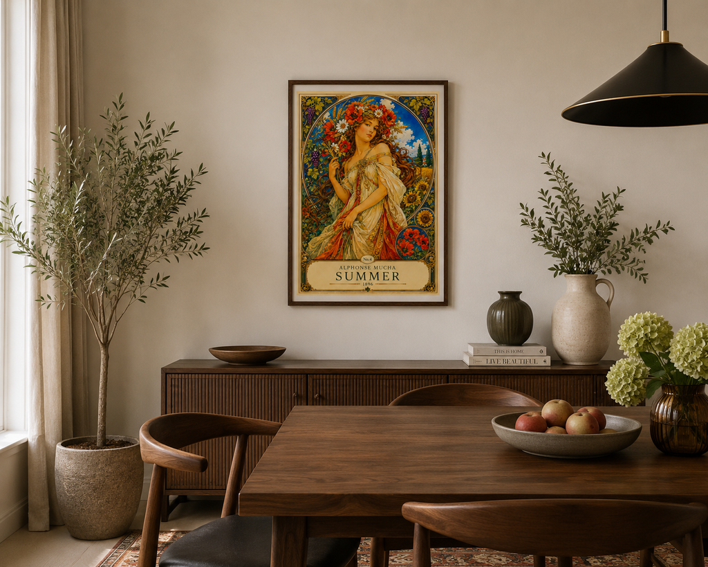 Alphonse Mucha Summer 1896 Art Nouveau Print | Vintage Floral Wall Art