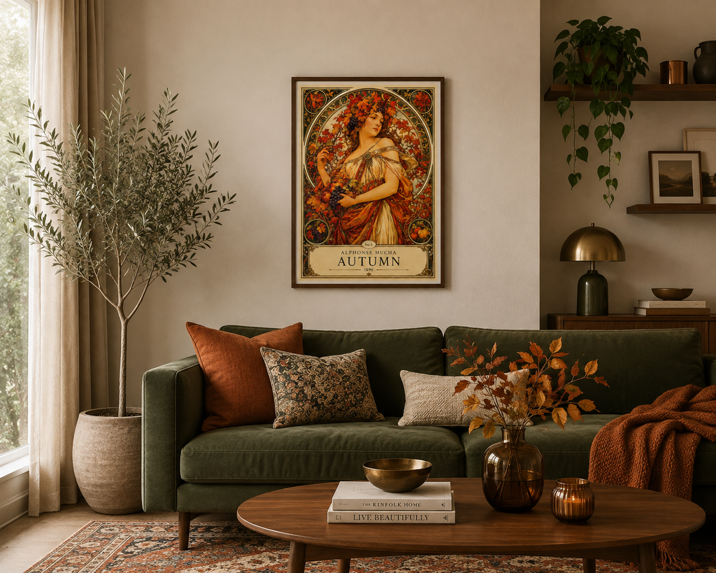 Alphonse Mucha Autumn 1896 Art Nouveau Print | Vintage Botanical Wall Art