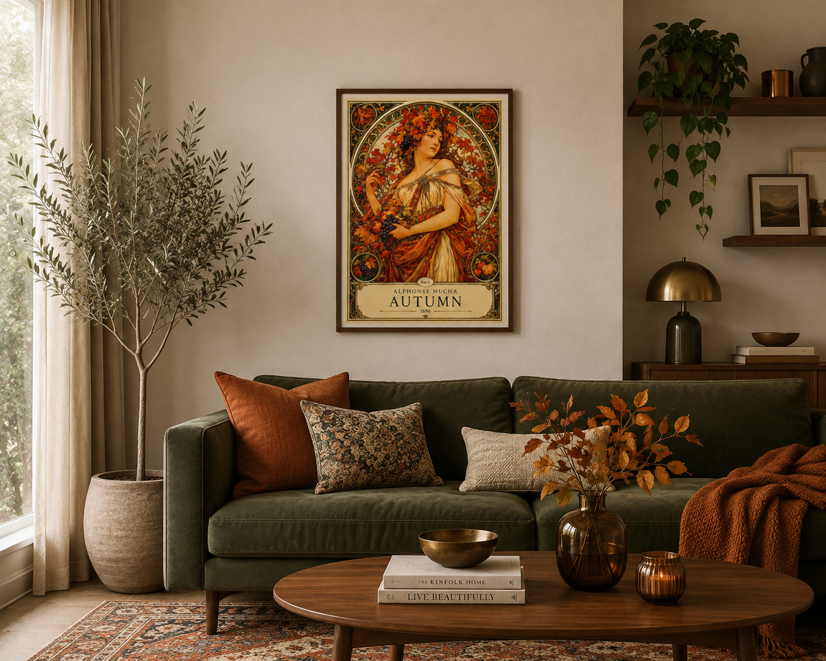 Alphonse Mucha Autumn 1896 Art Nouveau Print | Vintage Botanical Wall Art