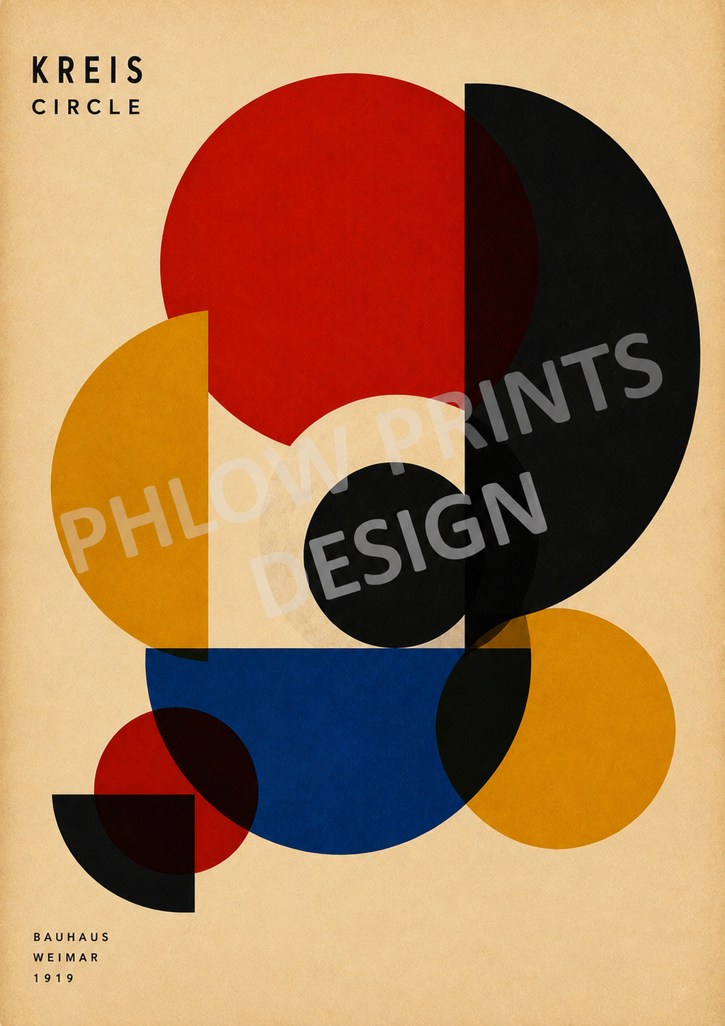 Kreis Circle Bauhaus Wall Art Print – Geometric Abstract Poster – Mid Century Modern Decor