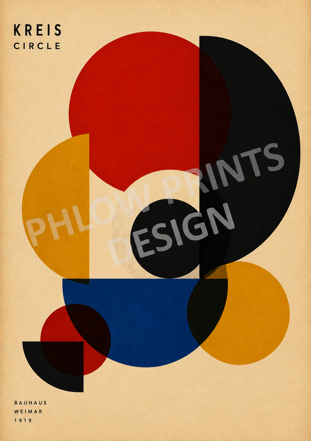 Kreis Circle Bauhaus Wall Art Print – Geometric Abstract Poster – Mid Century Modern Decor