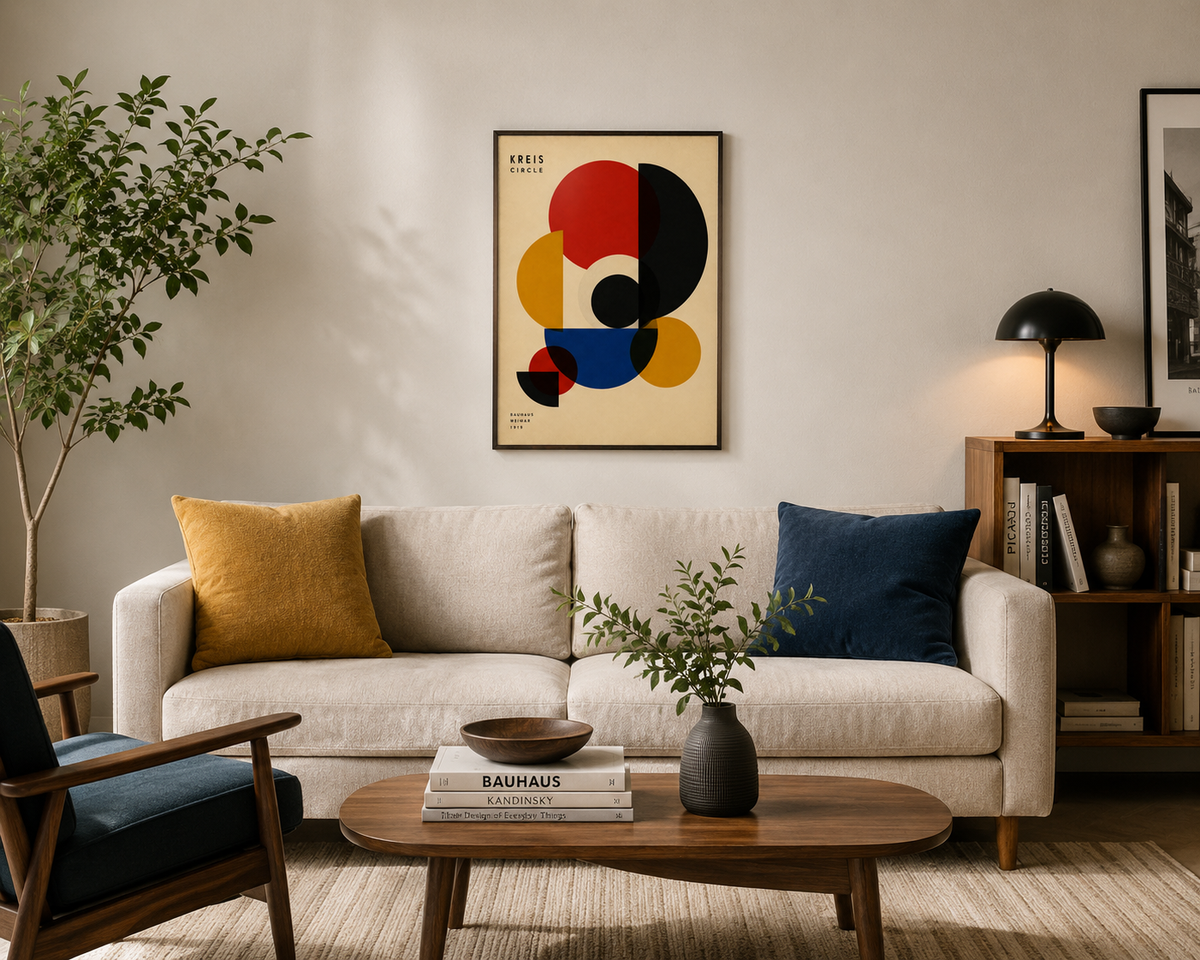 Kreis Circle Bauhaus Wall Art Print – Geometric Abstract Poster – Mid Century Modern Decor
