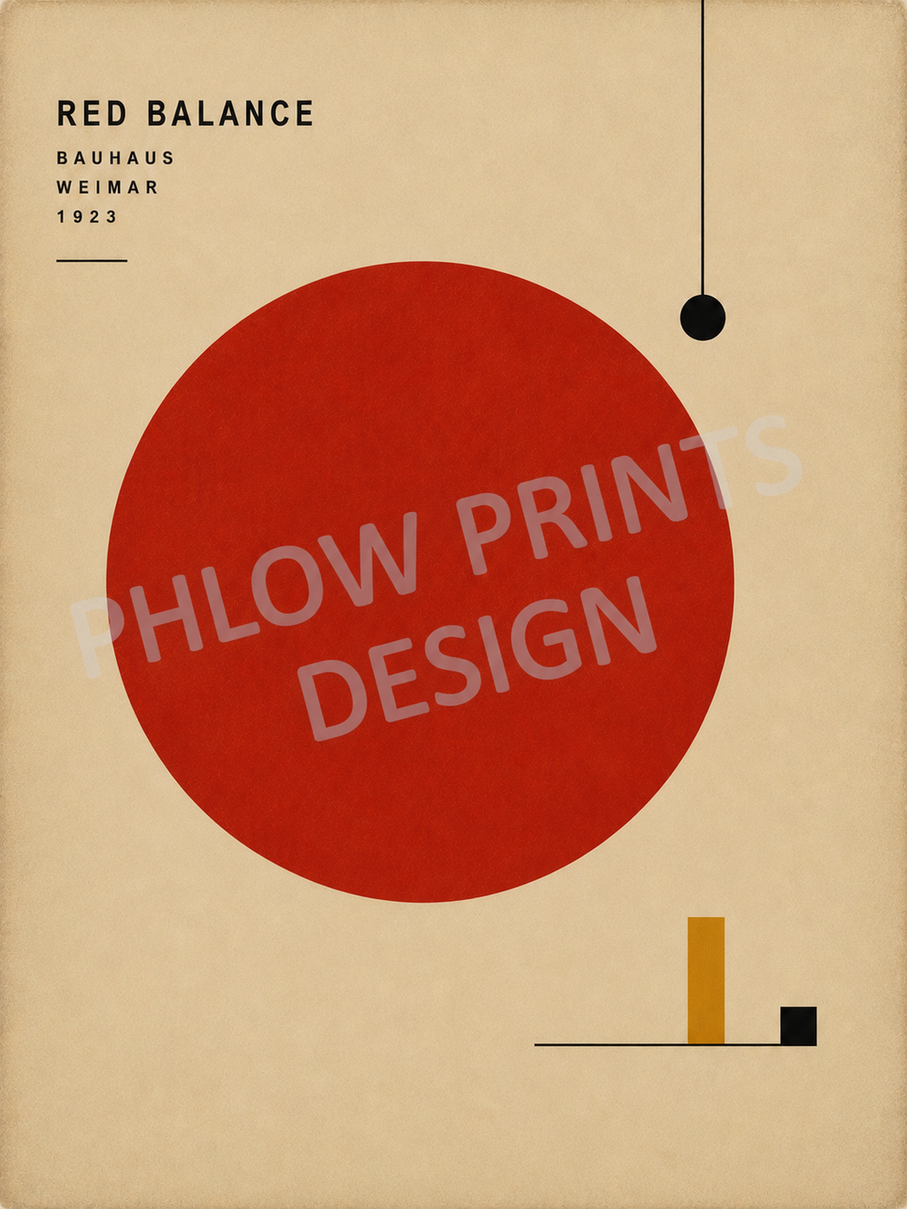 Red Balance Bauhaus Wall Art – Minimalist Geometric Print – Mid Century Modern Abstract Poster