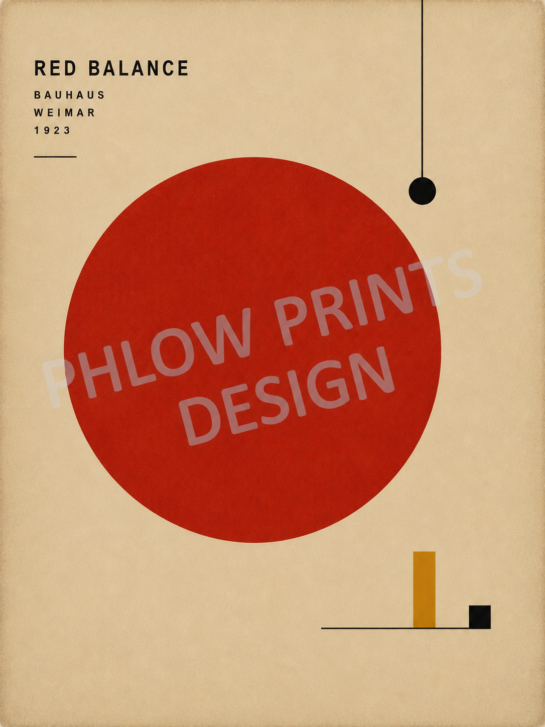 Red Balance Bauhaus Wall Art – Minimalist Geometric Print – Mid Century Modern Abstract Poster
