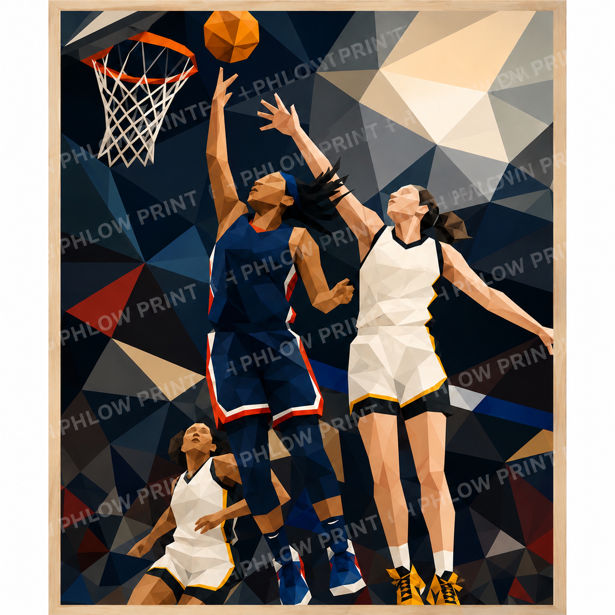 Women’s Basketball Wall Art – Abstract College Basketball Poster | Geometric Sports Print