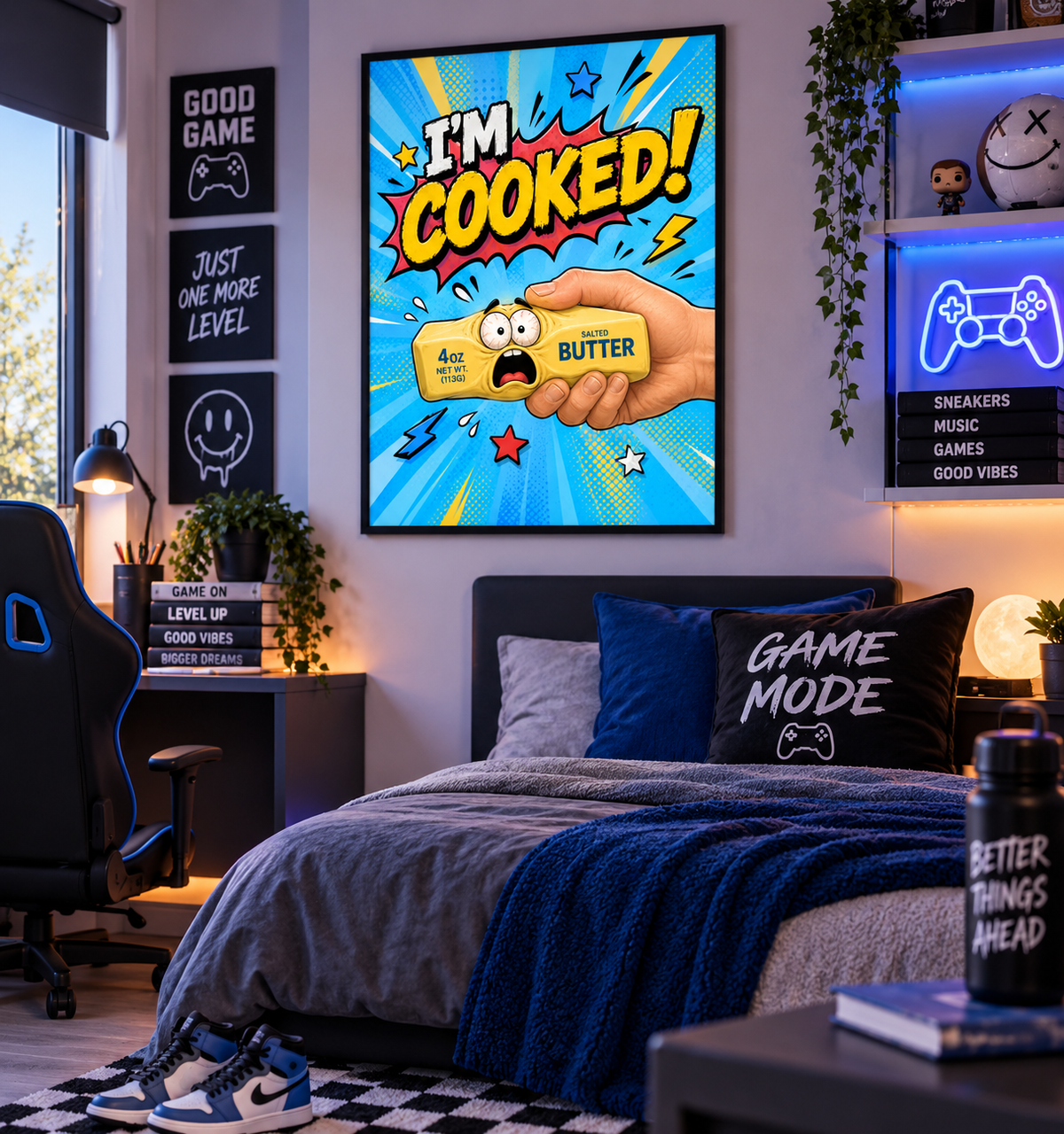I’m Cooked! Funny Squishy Butter Wall Art Print | Gen Alpha Kids Room Poster