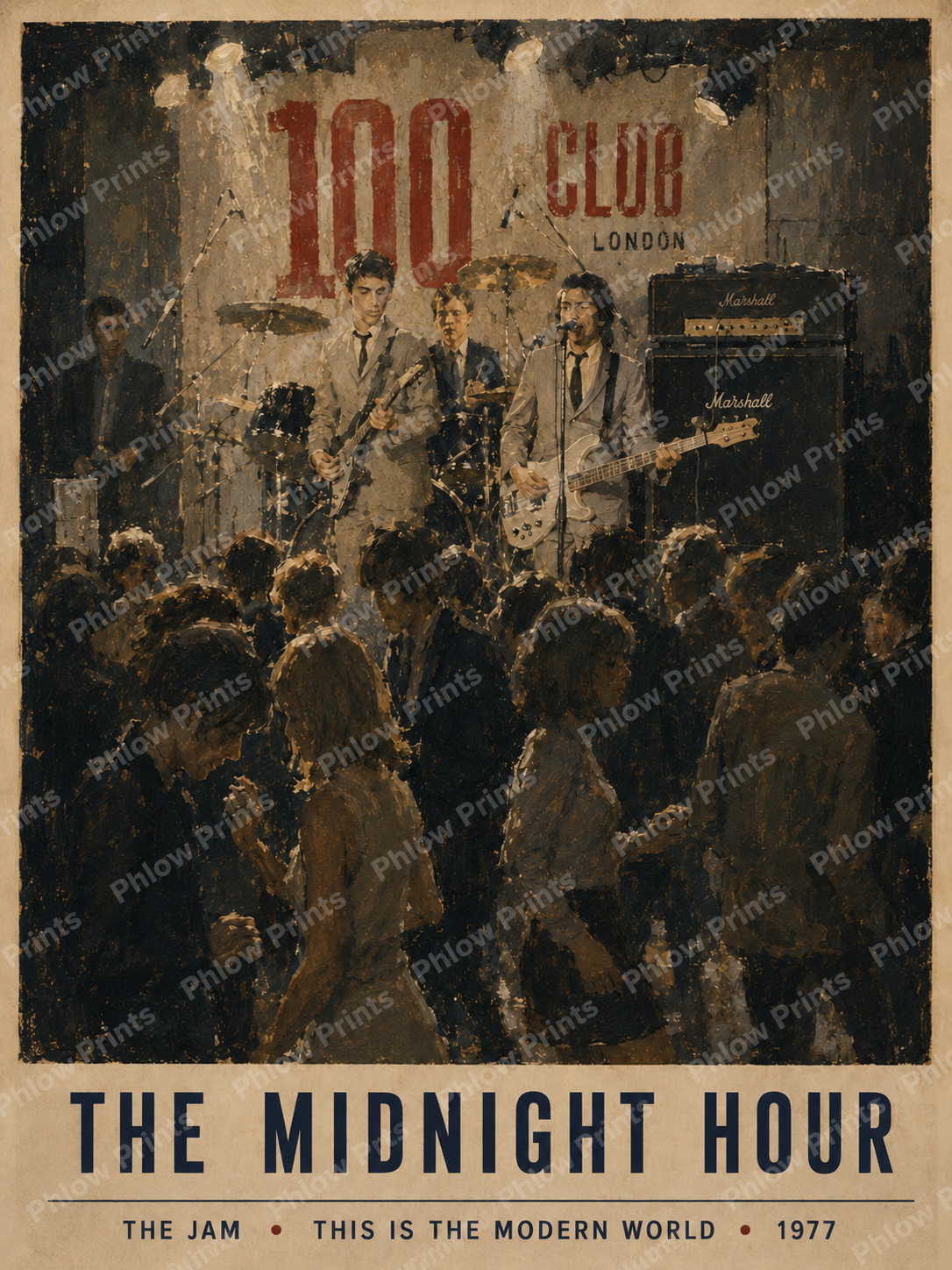 The Midnight Hour Wall Art Print | The Jam Inspired 100 Club Poster | 1970s Mod Music Art | British Live Music Print