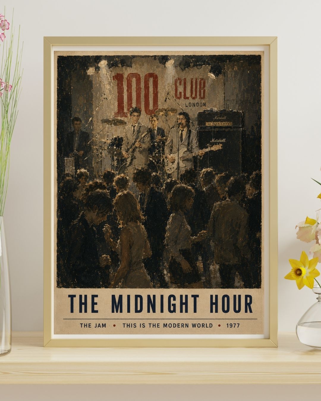 The Midnight Hour Wall Art Print | The Jam Inspired 100 Club Poster | 1970s Mod Music Art | British Live Music Print
