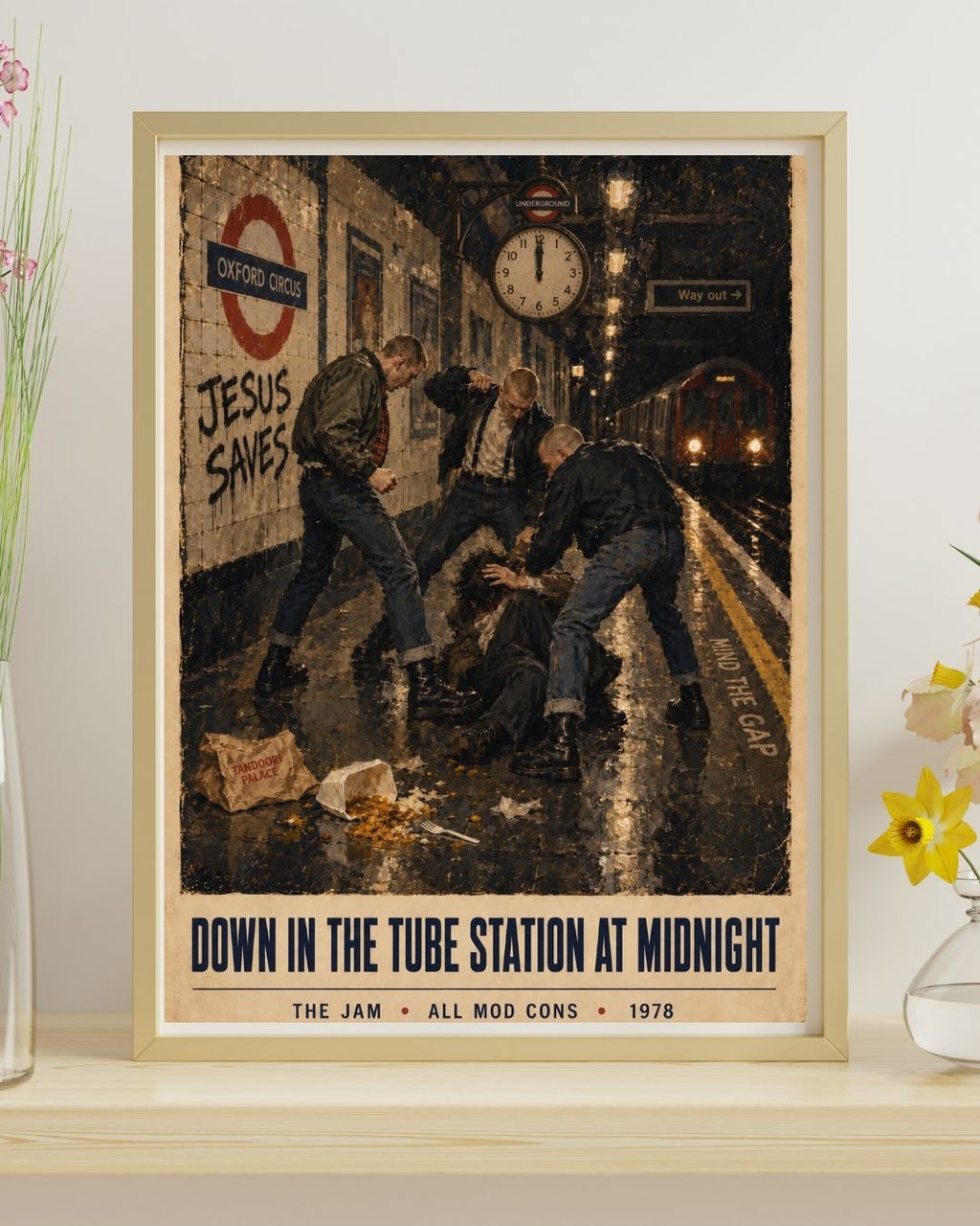 Down In The Tube Station At Midnight Wall Art Print | The Jam Inspired Poster | 1970s British Mod Culture Art | London Underground Print