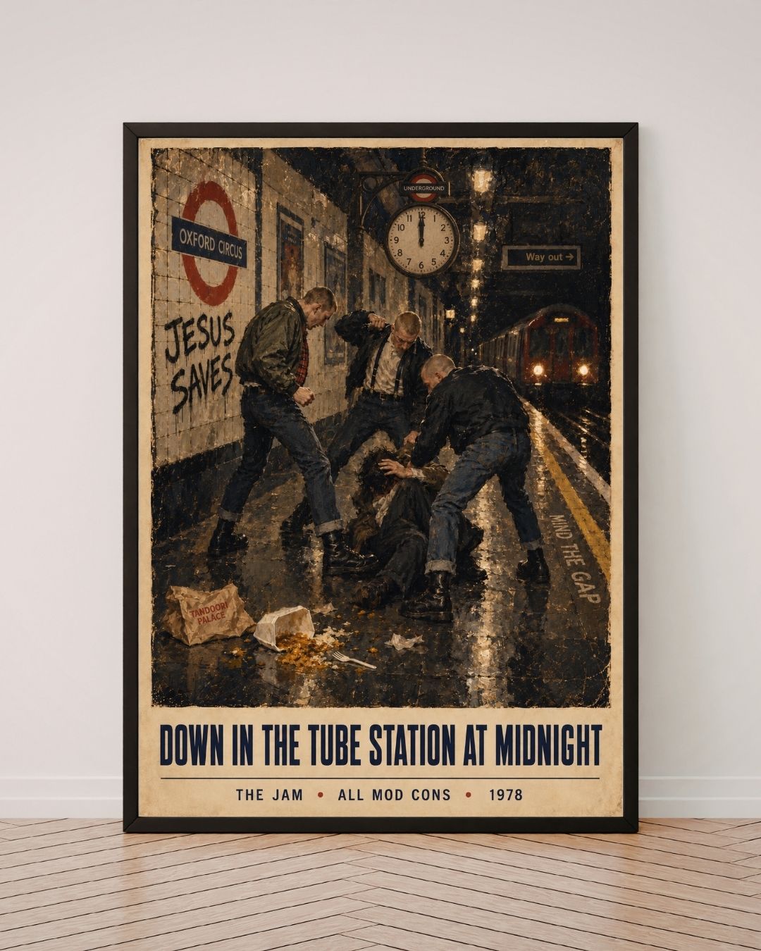 Down In The Tube Station At Midnight Wall Art Print | The Jam Inspired Poster | 1970s British Mod Culture Art | London Underground Print