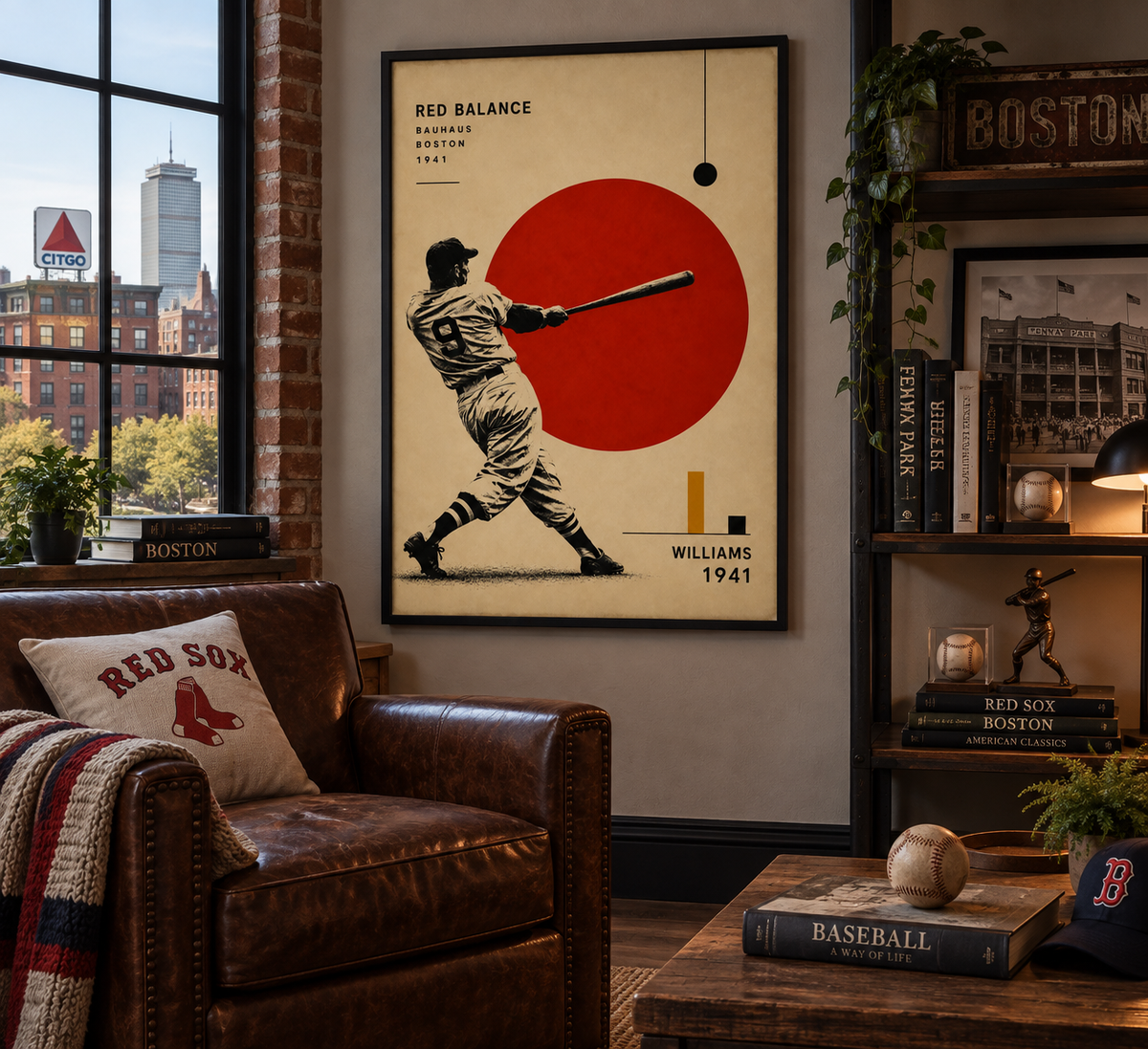 Ted Williams 1941 Baseball Wall Art – Boston No. 9 Bauhaus Poster – Vintage Baseball Print