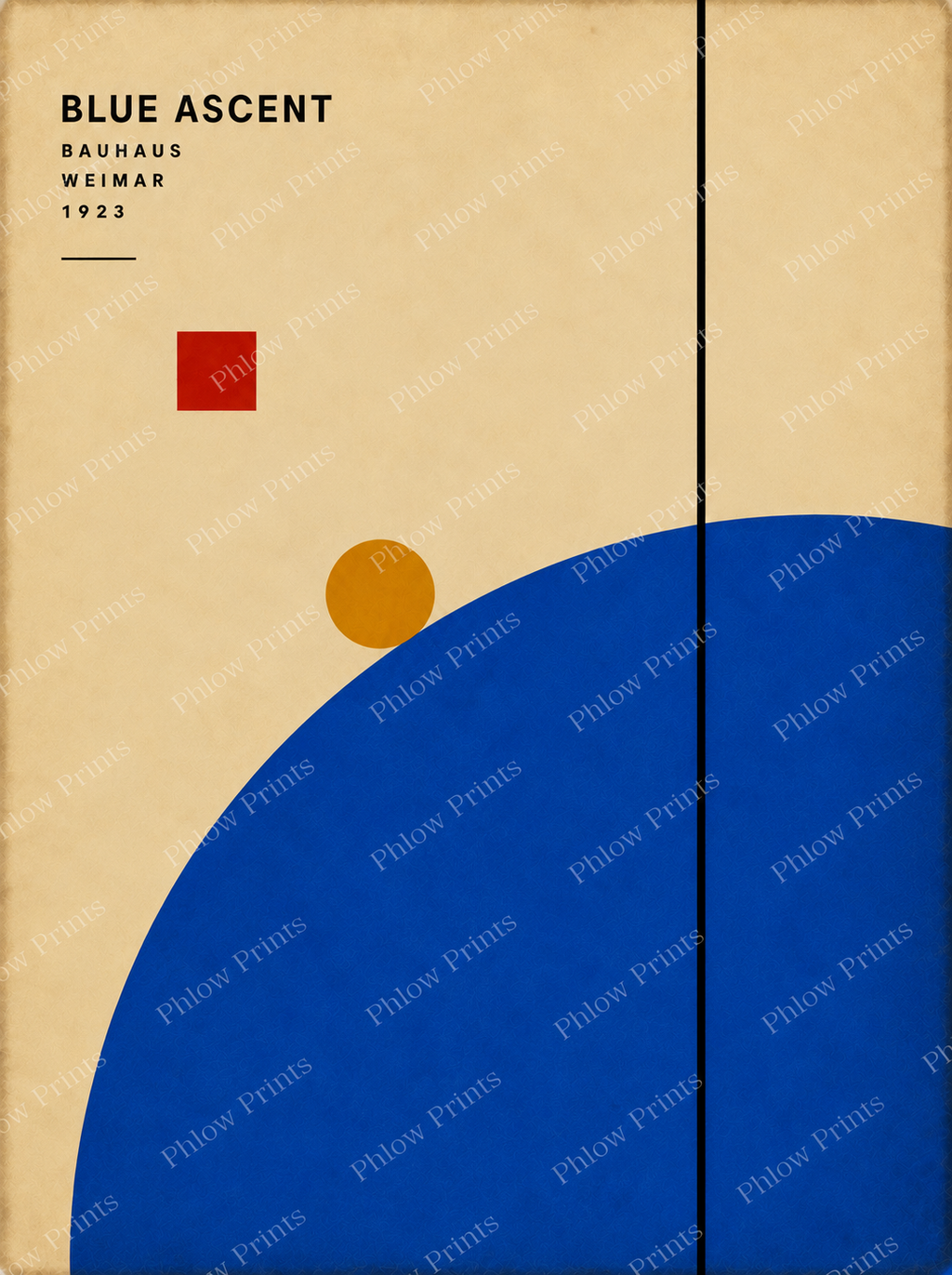 Blue Ascent Abstract Wall Art – Bauhaus Geometric Print – Cobalt Blue Mid Century Modern Poster