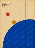 Blue Ascent Abstract Wall Art – Bauhaus Geometric Print – Cobalt Blue Mid Century Modern Poster