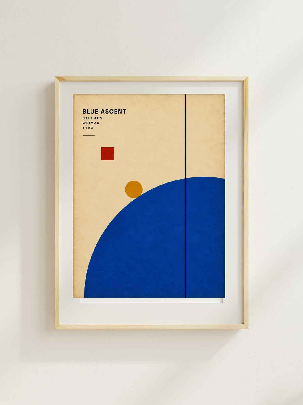 Blue Ascent Abstract Wall Art – Bauhaus Geometric Print – Cobalt Blue Mid Century Modern Poster