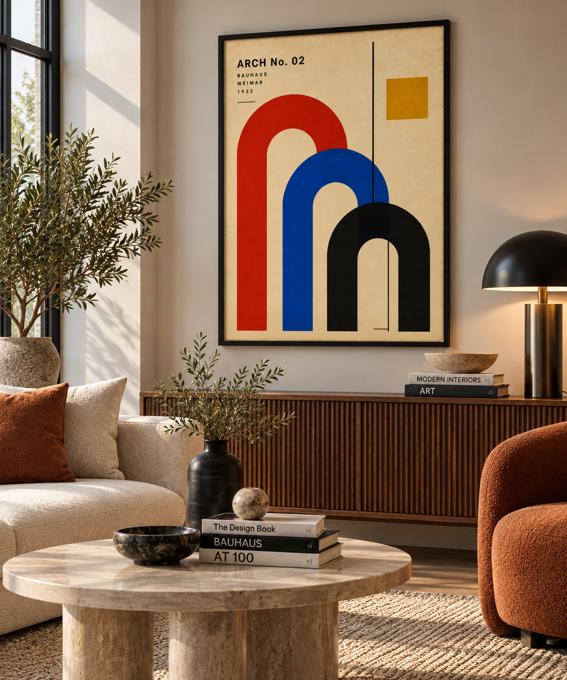 Arch No. 02 Bauhaus Wall Art – Abstract Geometric Arch Print – Mid Century Modern Poster