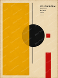 Yellow Form Bauhaus Wall Art – Mustard Abstract Geometric Print – Mid Century Modern Poster
