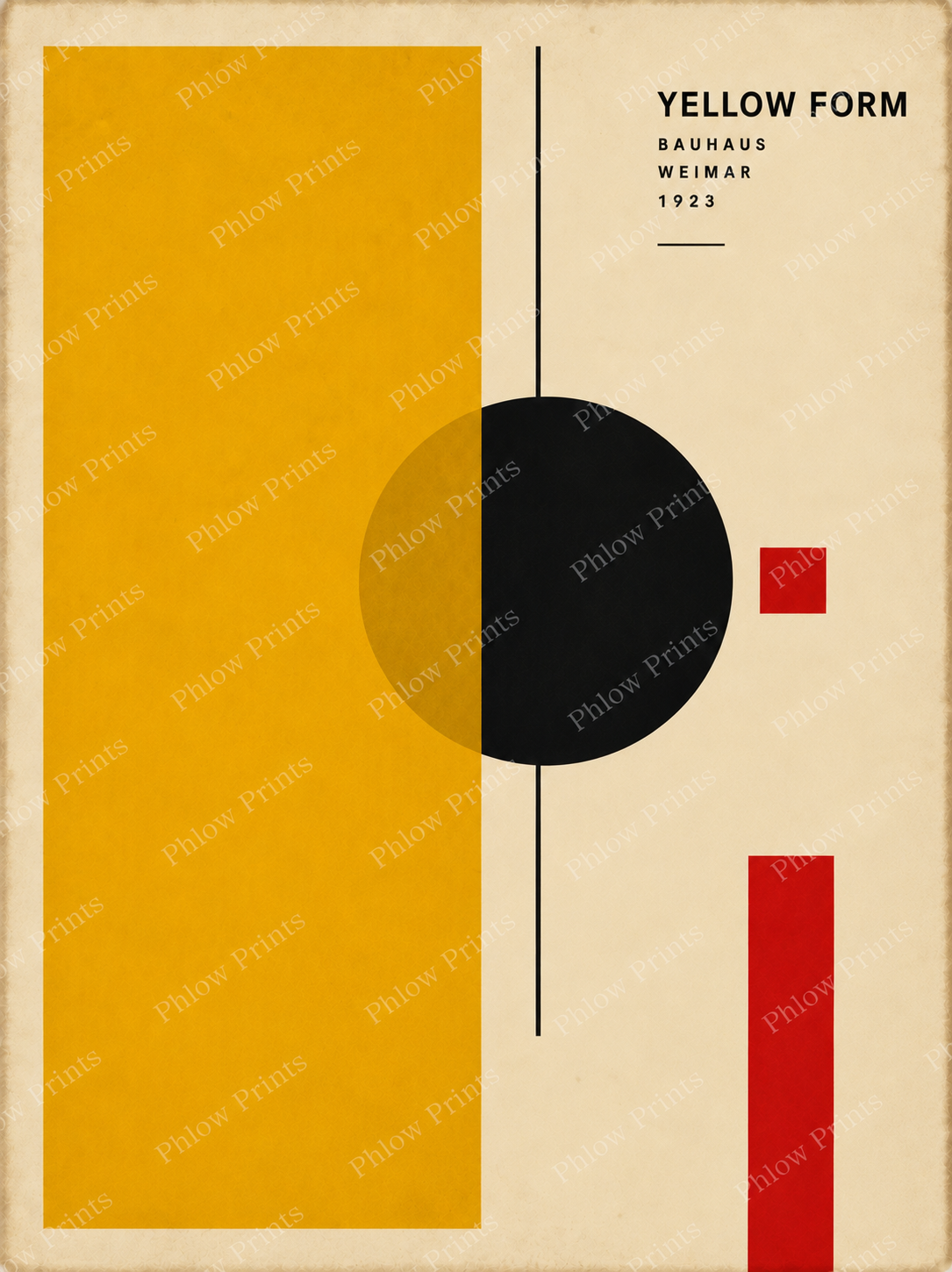 Yellow Form Bauhaus Wall Art – Mustard Abstract Geometric Print – Mid Century Modern Poster