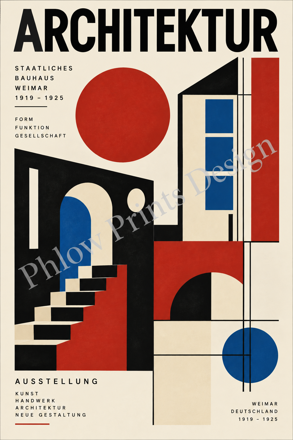 Architektur Bauhaus Wall Art – Abstract Architecture Geometric Print – Modernist Poster