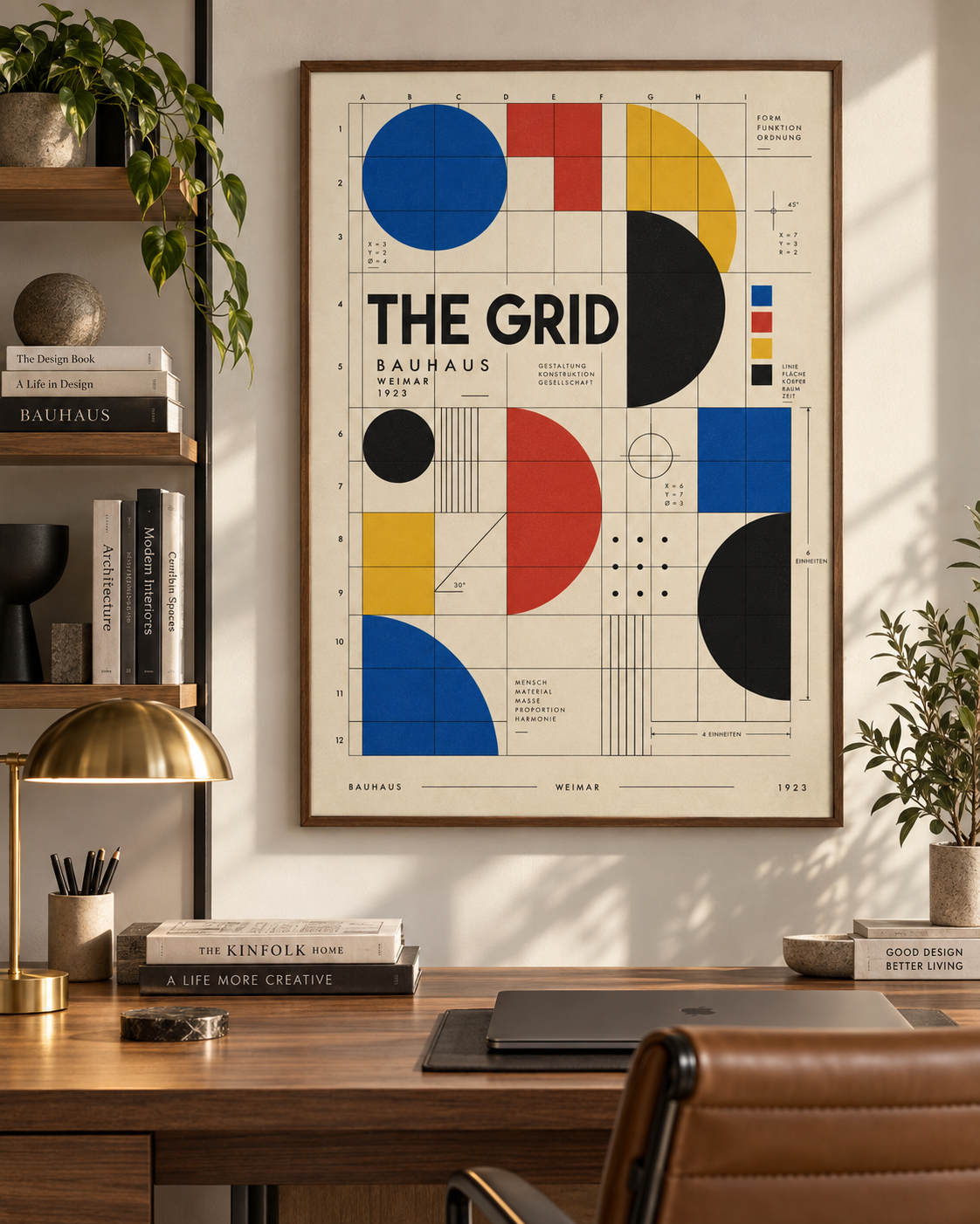 The Grid Bauhaus Wall Art – Geometric Abstract Design Poster – Modernist Graphic Print