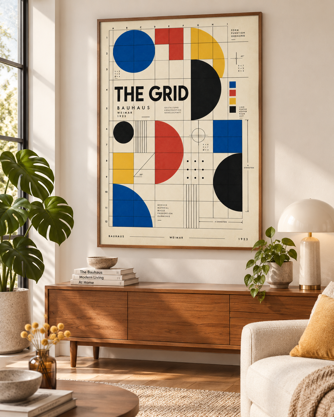 The Grid Bauhaus Wall Art – Geometric Abstract Design Poster – Modernist Graphic Print