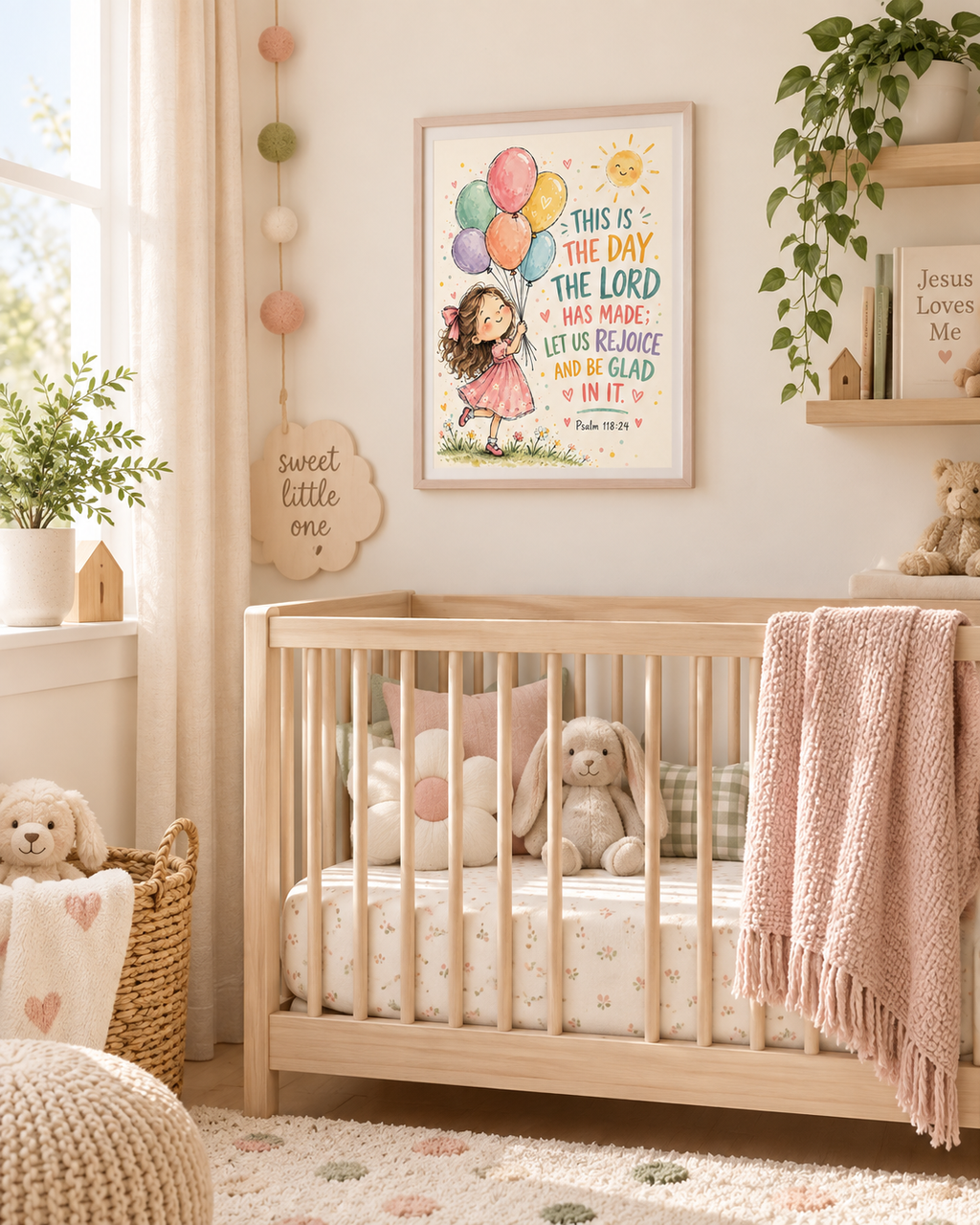 Psalm 118:24 Kids Bible Verse Wall Art – This Is the Day Christian Nursery Print