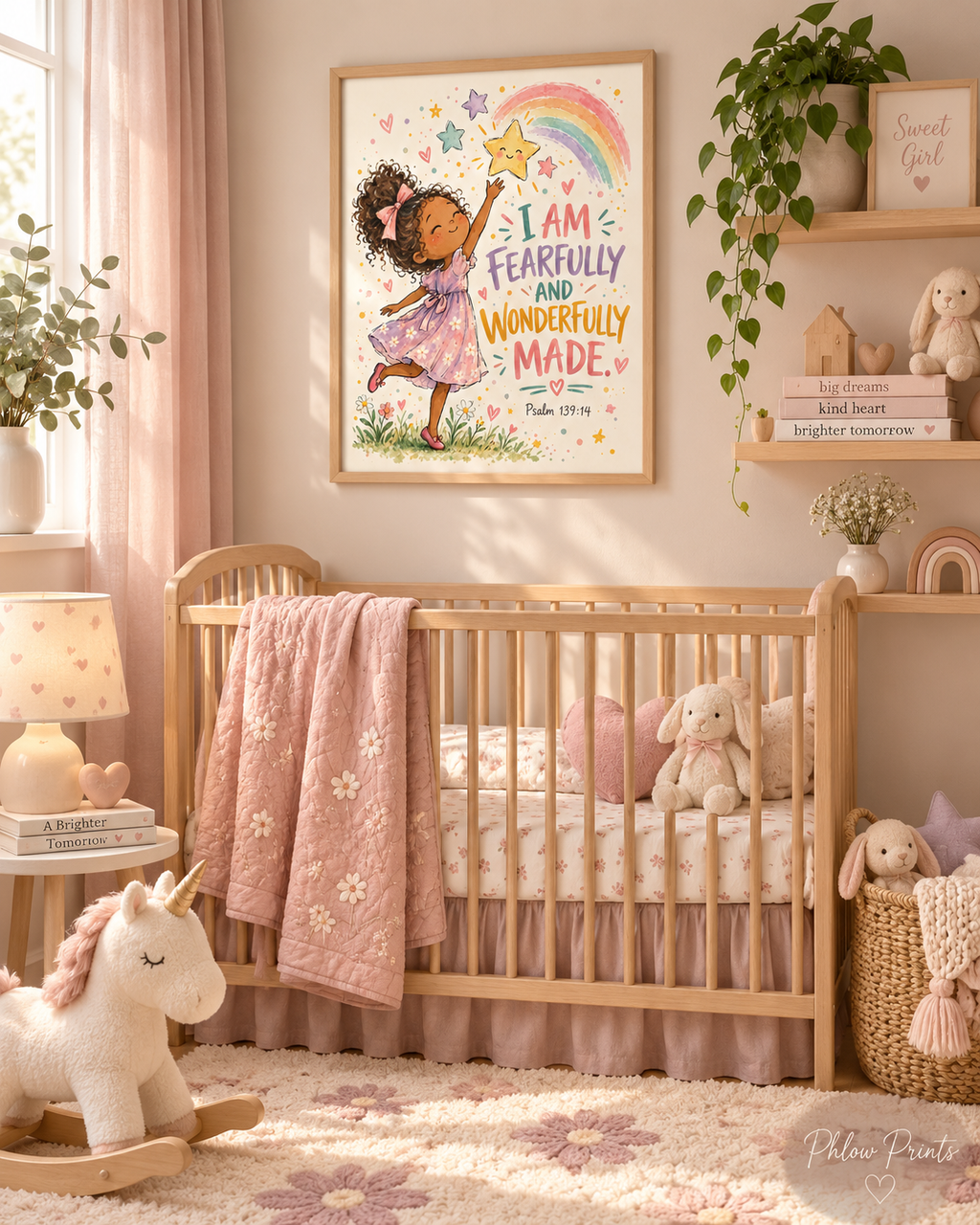Psalm 139:14 Kids Bible Verse Wall Art – Fearfully and Wonderfully Made Christian Nursery Print
