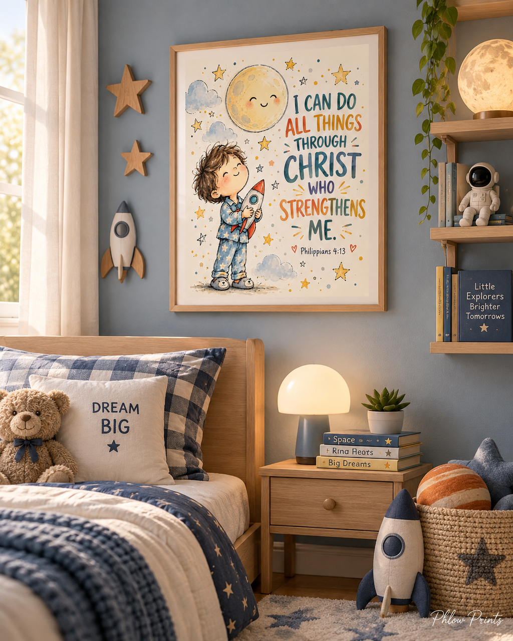 Philippians 4 13 Boys Bible Verse Wall Art Digital Download