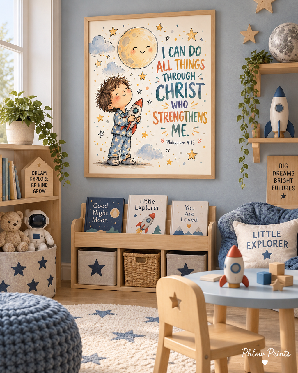Philippians 4 13 Boys Bible Verse Wall Art Digital Download