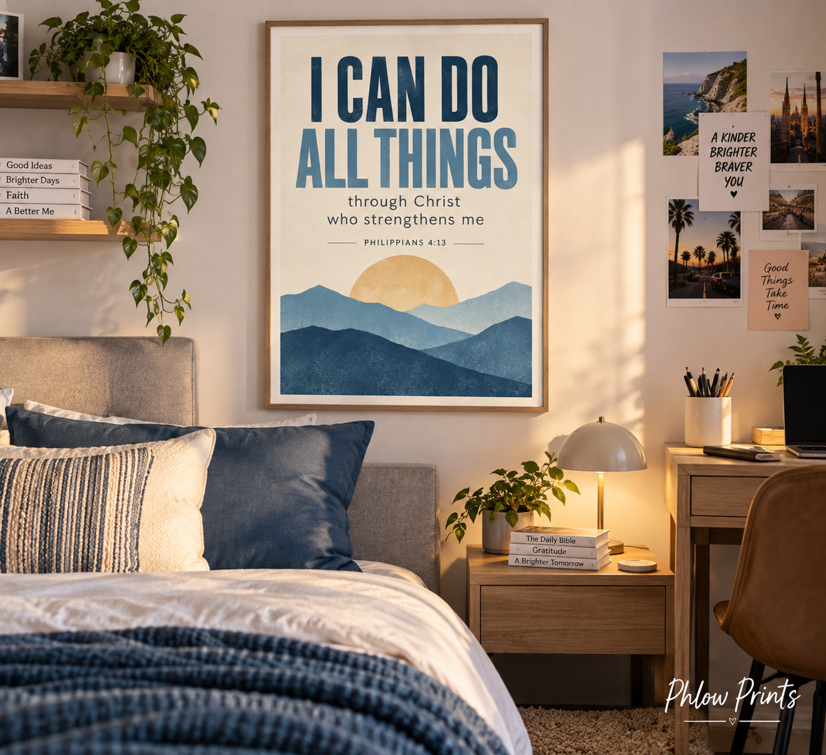 Philippians 4:13 Bible Verse Wall Art – Christian Dorm & Bedroom Print