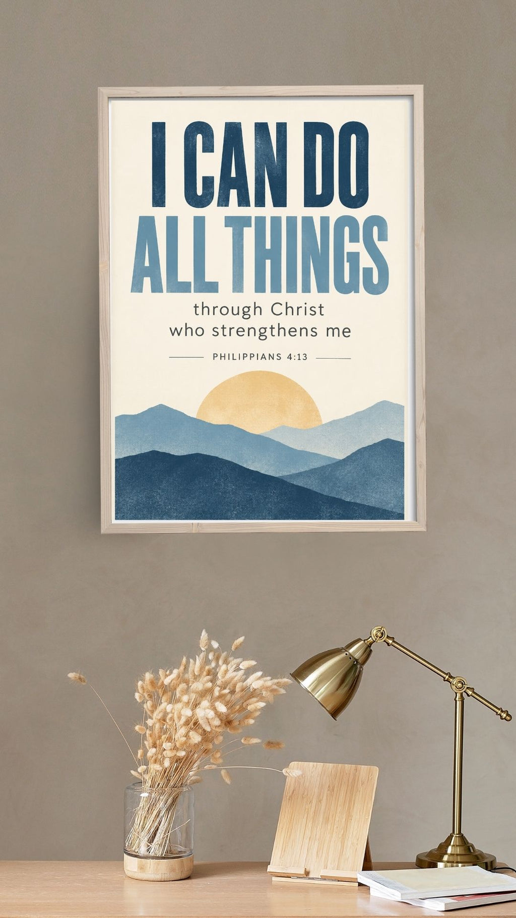 Philippians 4:13 Bible Verse Wall Art – Christian Dorm & Bedroom Print