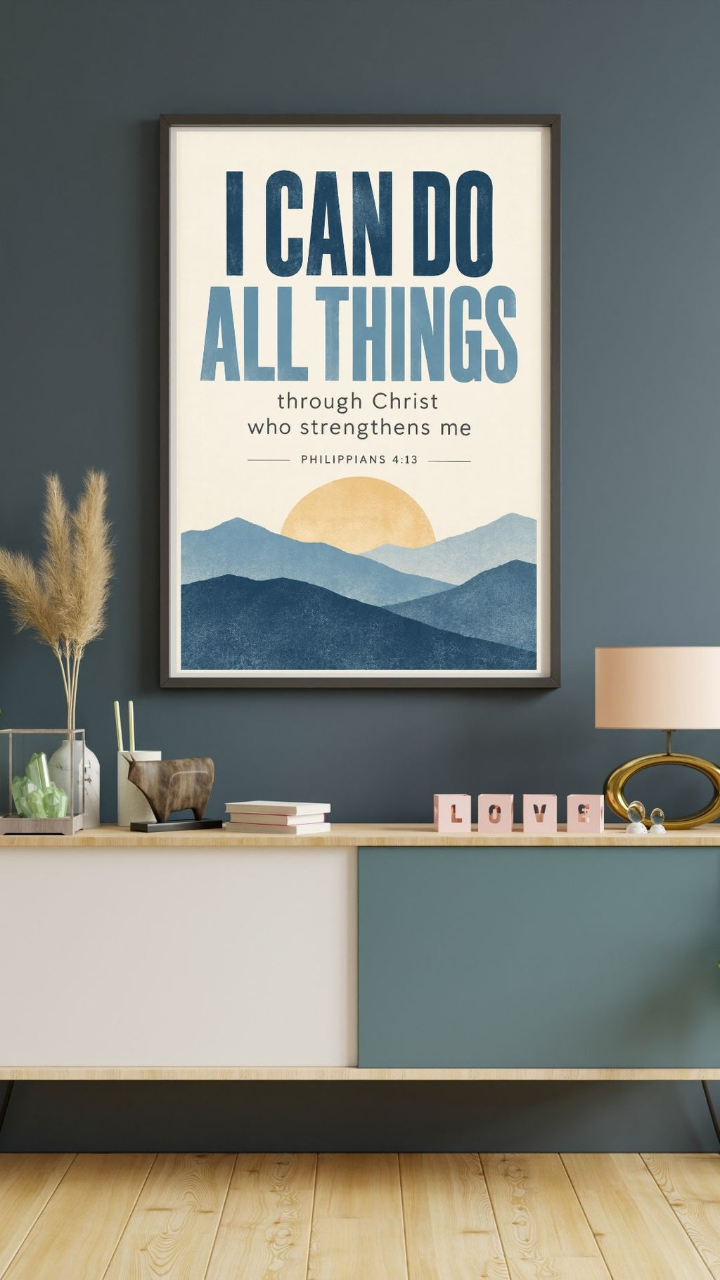 Philippians 4:13 Bible Verse Wall Art – Christian Dorm & Bedroom Print