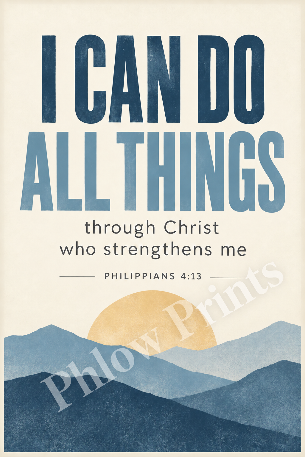 Philippians 4:13 Bible Verse Wall Art – Christian Dorm & Bedroom Print