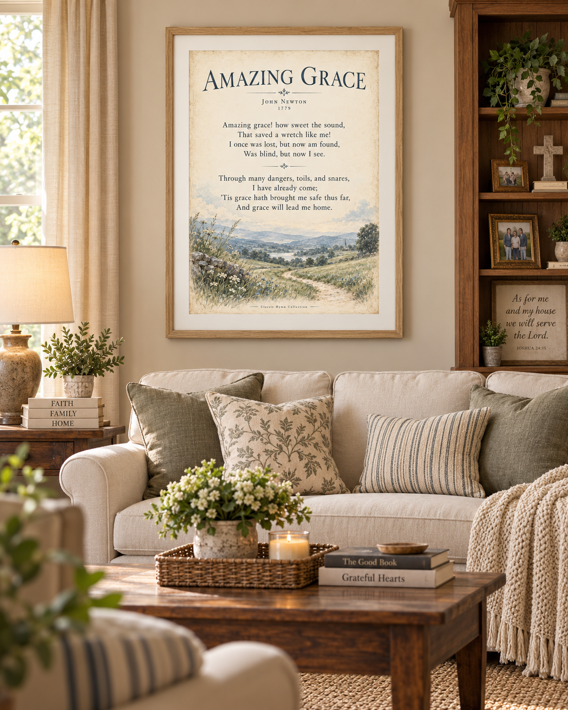 Amazing Grace Hymn Wall Art Print | John Newton Christian Wall Decor | Vintage Christian Hymn Poster