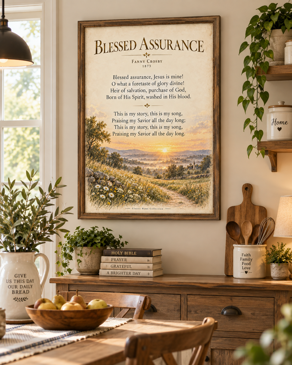 Blessed Assurance Hymn Wall Art Print | Fanny Crosby Christian Wall Decor | Vintage Faith Poster