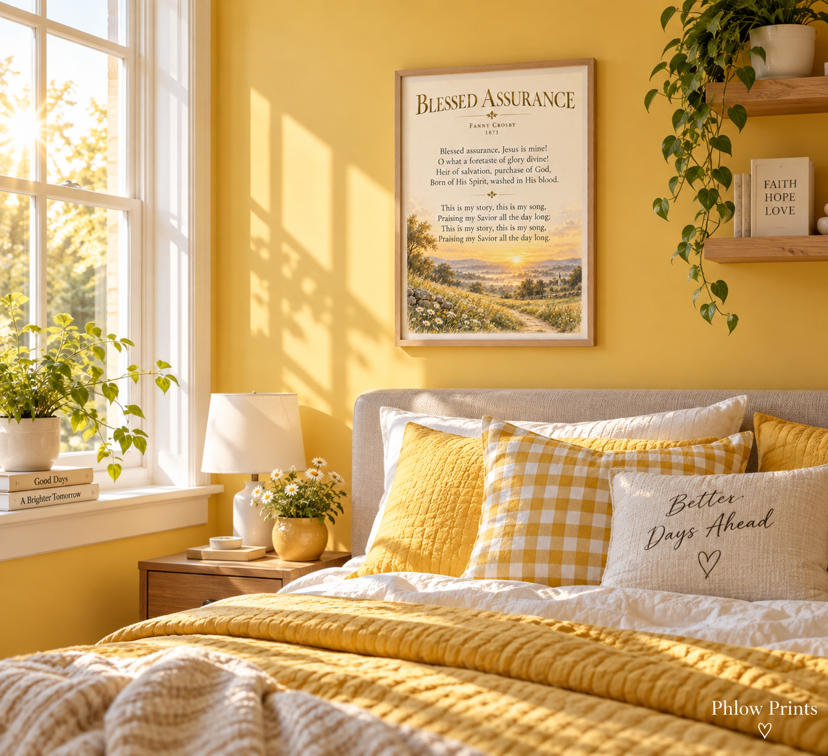Blessed Assurance Hymn Wall Art Print | Fanny Crosby Christian Wall Decor | Vintage Faith Poster