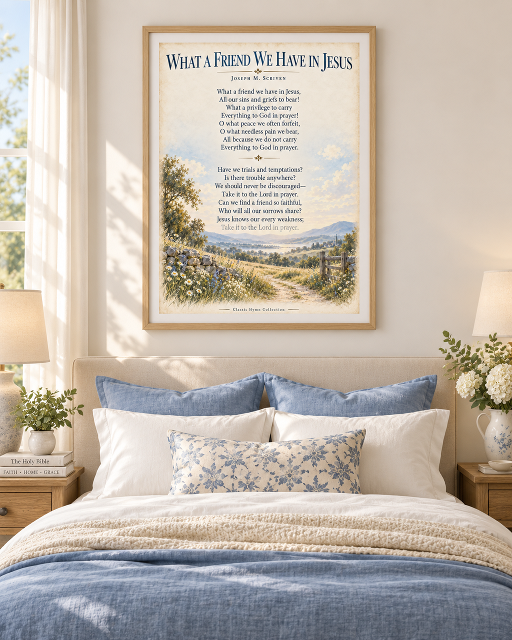 What a Friend We Have in Jesus Hymn Wall Art | Joseph M. Scriven Christian Print | Vintage Faith Decor