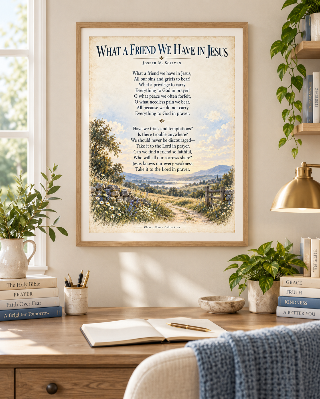 What a Friend We Have in Jesus Hymn Wall Art | Joseph M. Scriven Christian Print | Vintage Faith Decor