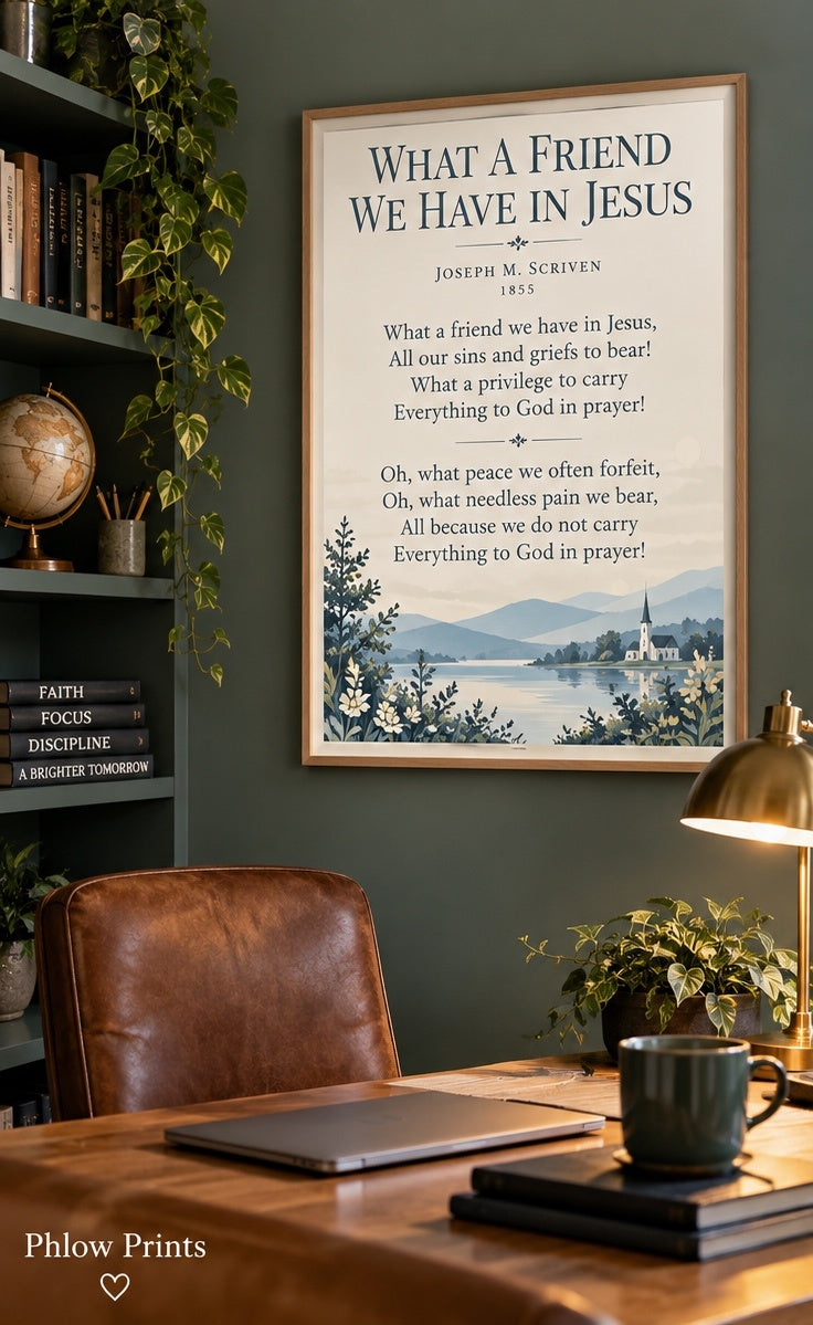 What a Friend We Have in Jesus Hymn Wall Art | Joseph M. Scriven Christian Print | Vintage Faith Decor