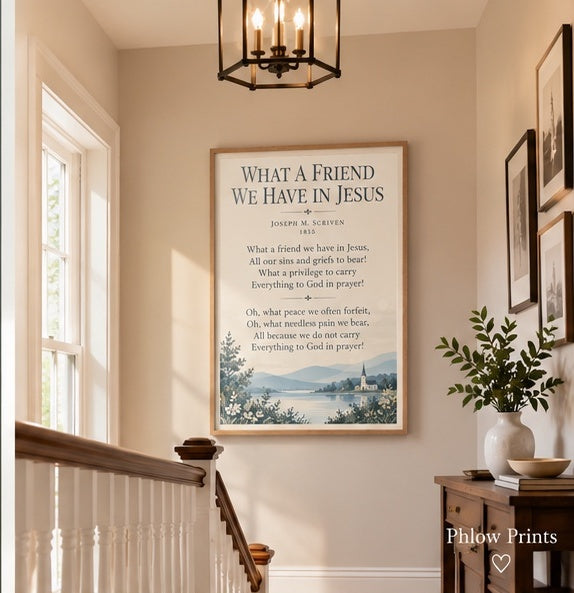 What a Friend We Have in Jesus Hymn Wall Art | Joseph M. Scriven Christian Print | Vintage Faith Decor
