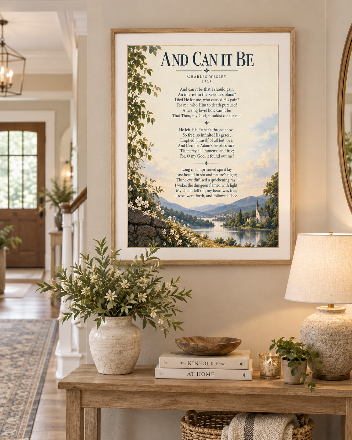 And Can It Be Hymn Wall Art Print | Charles Wesley Christian Wall Decor | Vintage Faith Poster