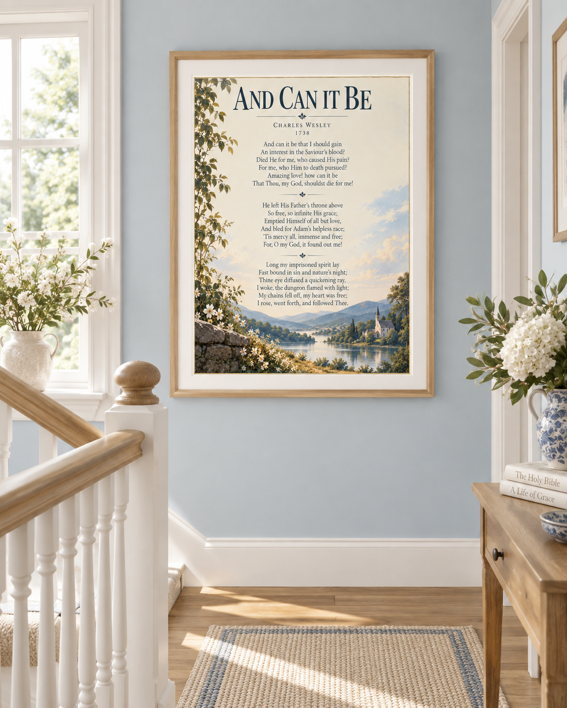 And Can It Be Hymn Wall Art Print | Charles Wesley Christian Wall Decor | Vintage Faith Poster